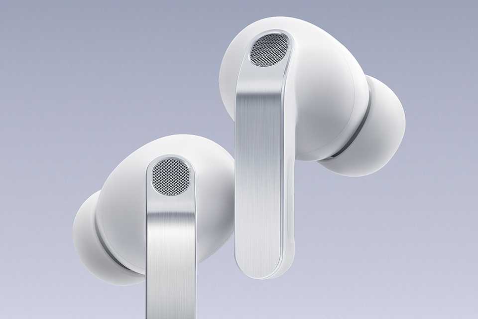 Samsung Galaxy Buds4 Pro displayed against a grey background