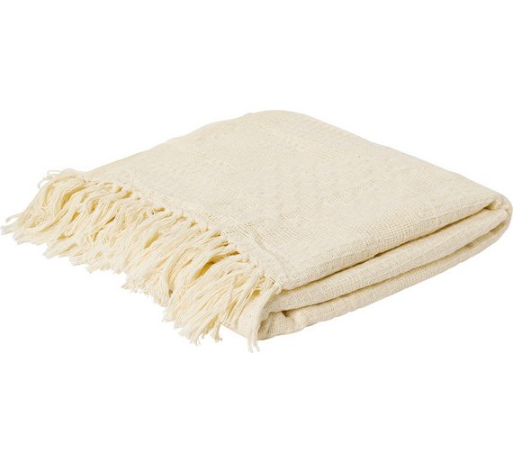 Buy HOME Diamond Cotton Throw Natural at Argos.co.uk Your Online