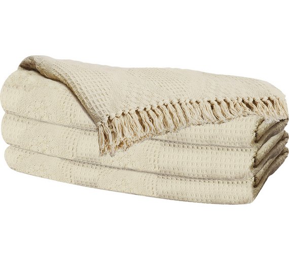 Buy HOME Diamond Cotton Throw Natural at Argos.co.uk Your Online