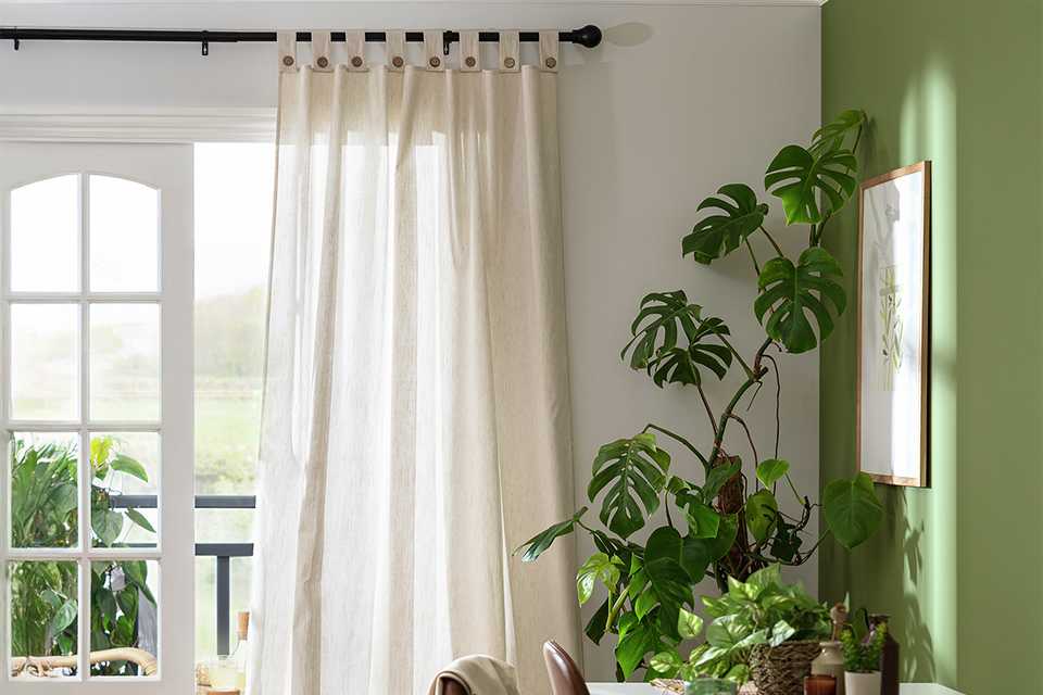 Habitat Button Voile Unlined Tab Top Panel - Natural.