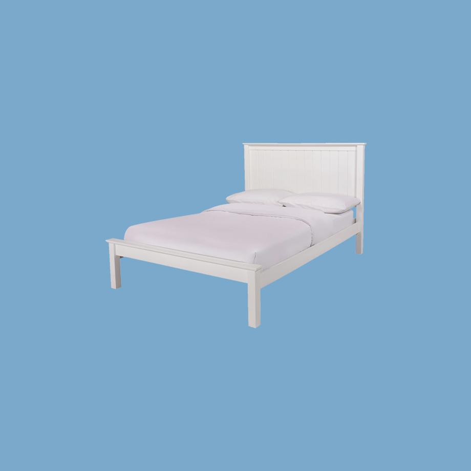 White bed frame.