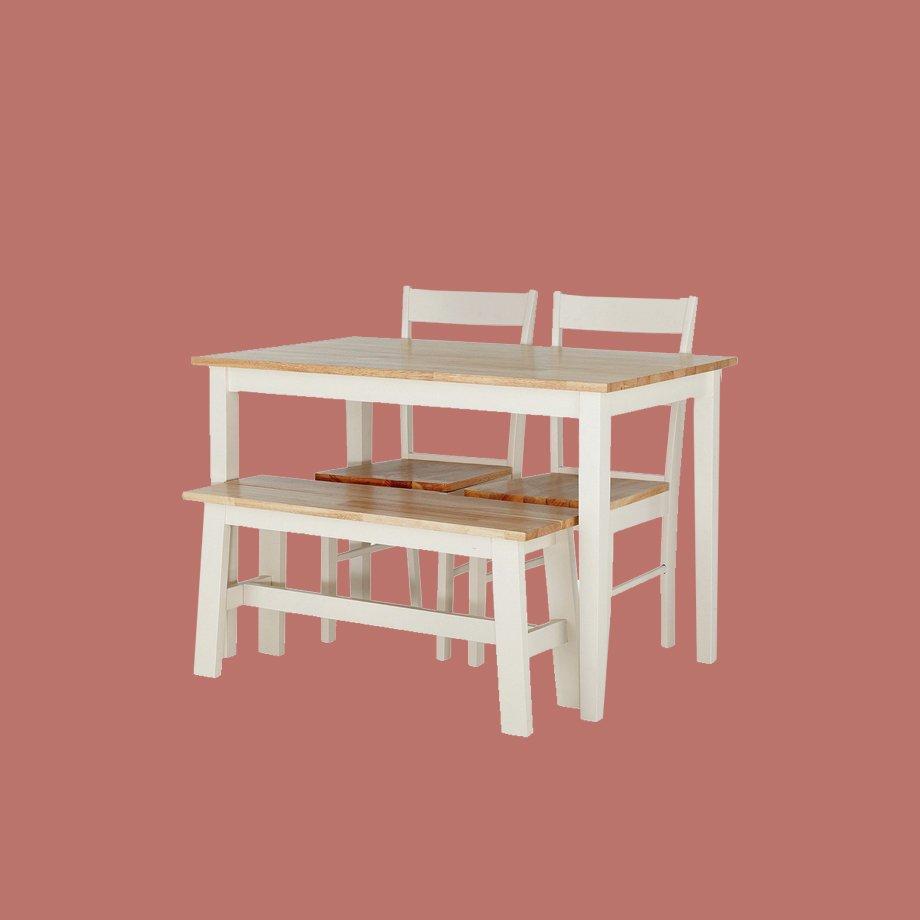 Habitat Chicago Solid Wood Table, 2 Chairs & Bench.