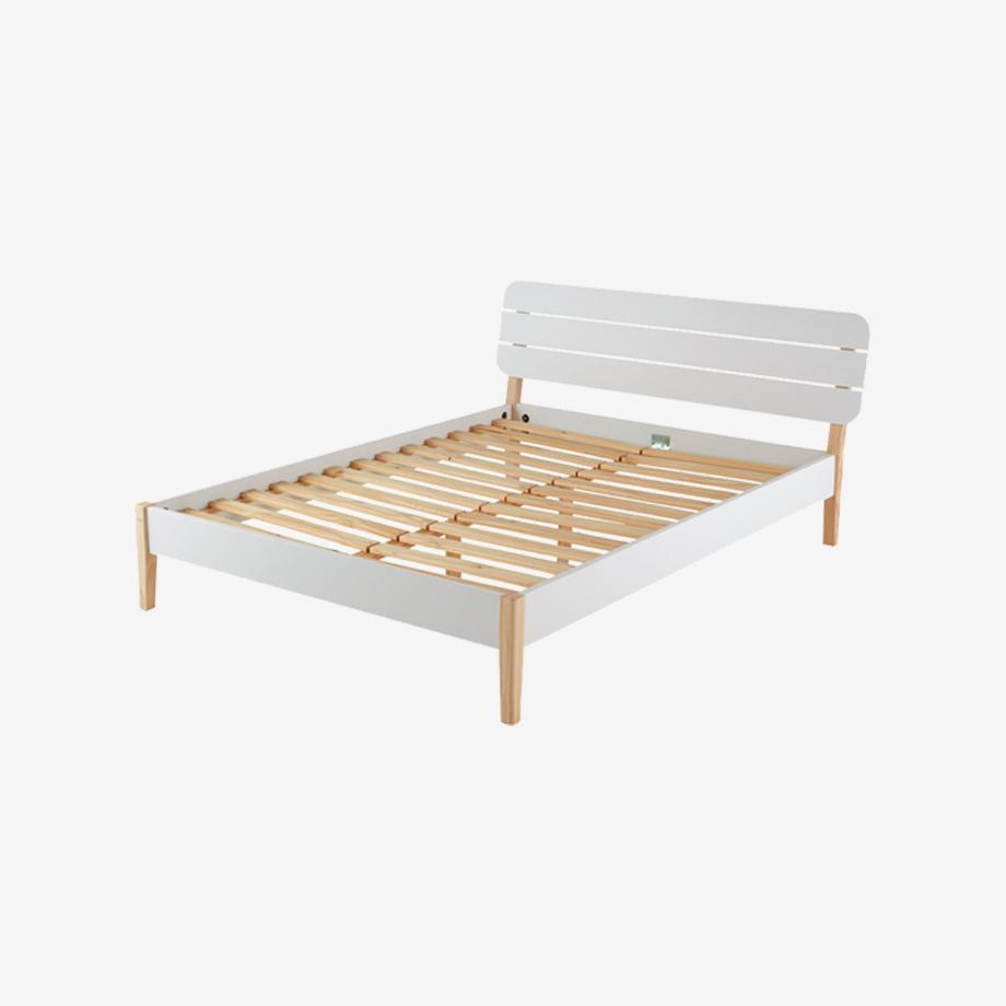 Double white bed frame.