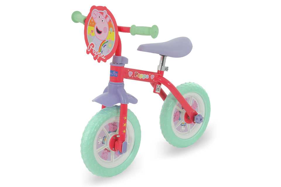 A cut out image of Peppa Pig 2-in-1 10 Inch Wheel Size Training Bike.