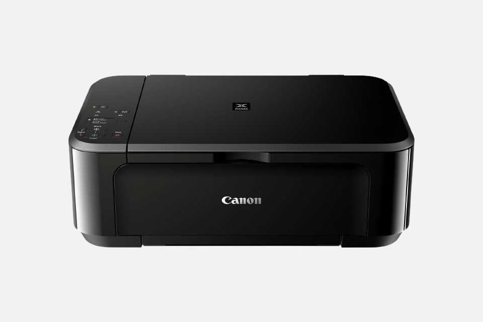 A Black Canon PIXMA wireless inkjet printer.