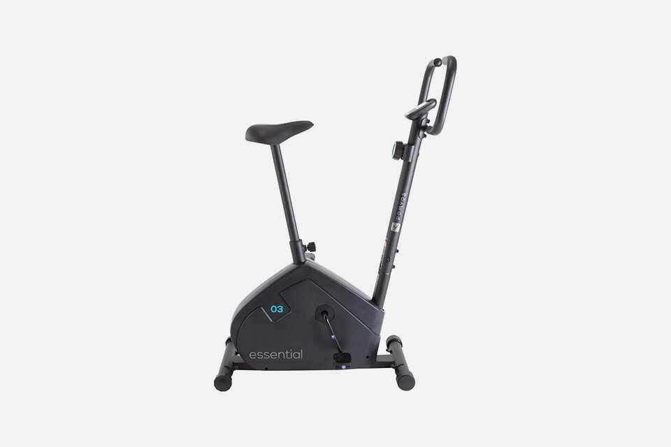A Decathlon Essential compact home exercise bike.