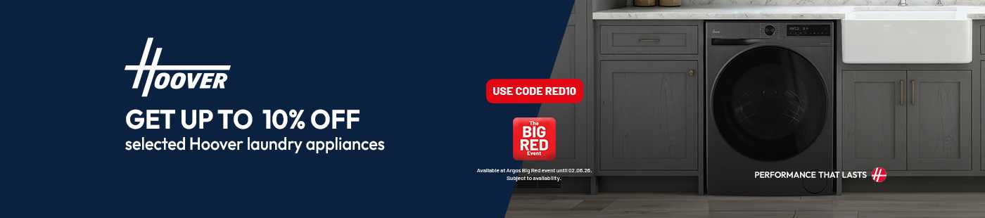 The Big Red Event. Hoover. Get up to 10% off selected Hoover laundry appliances. Use code Red10.