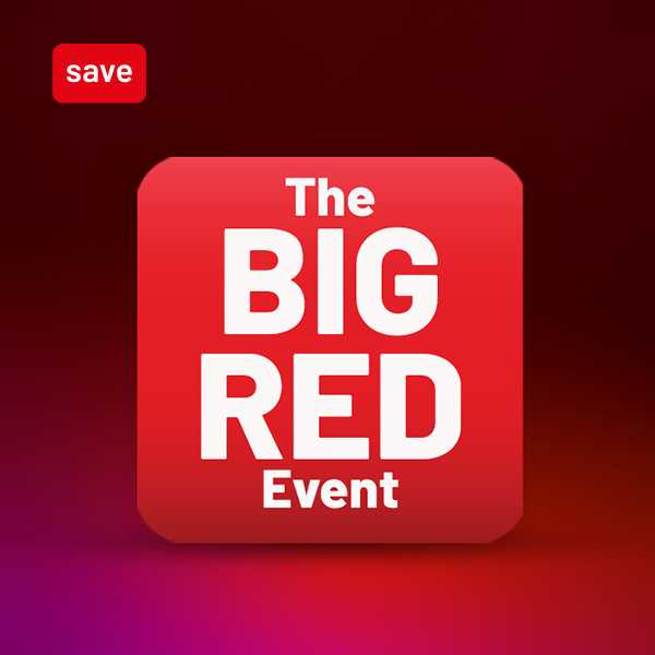 The Big Red Event. Save up to 50% on selected health & beauty. Using codes RED10, RED20, RED30 & RED50.