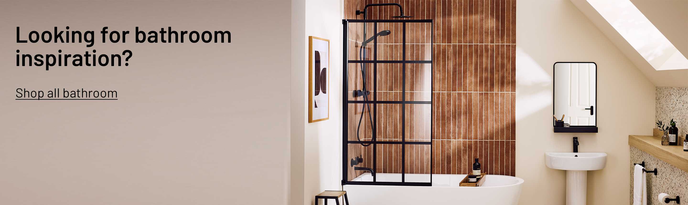 Argos Home 1375x750mm Crittall Shower screen in black colour.