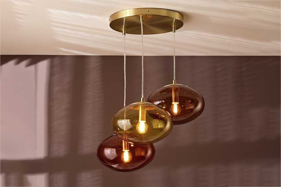 Habitat Honey Glass 3 Light Cluster Ceiling Light - Brown.