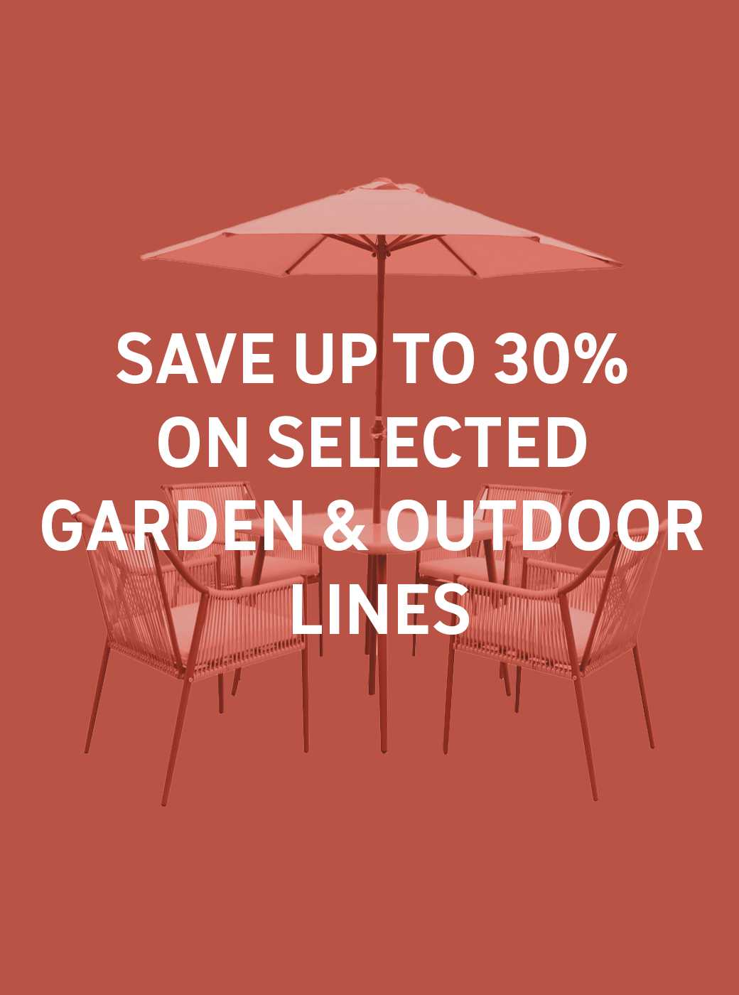 Save up to 30% on selected garden and outdoor lines. With codes GREEN10, GREEN20 and GREEN30 With codes GREEN10, GREEN20 and GREEN30. Shop now.