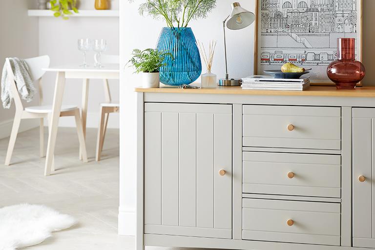 Habitat Bournemouth 2 Door 3 Drawer Sideboard -Light Grey.