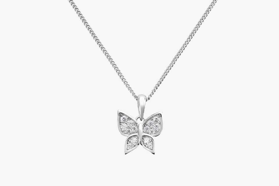 A Revere sterling silver necklace with butterfly pendant.