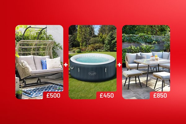 Spend and save on selected outdoor furniture. Save £25 on £200 / Save £60 on £400 / Save £120 on £600 / Save £250 on £1000.