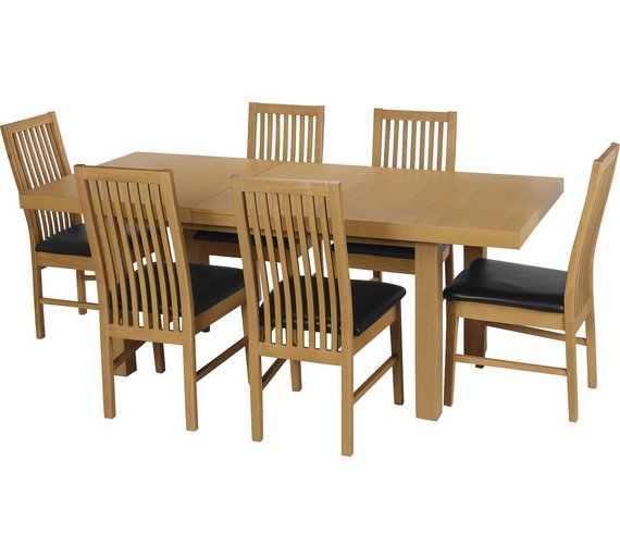 Buy Collection Franklin Ext Dining Table & 6 Chairs - Oak/Black at