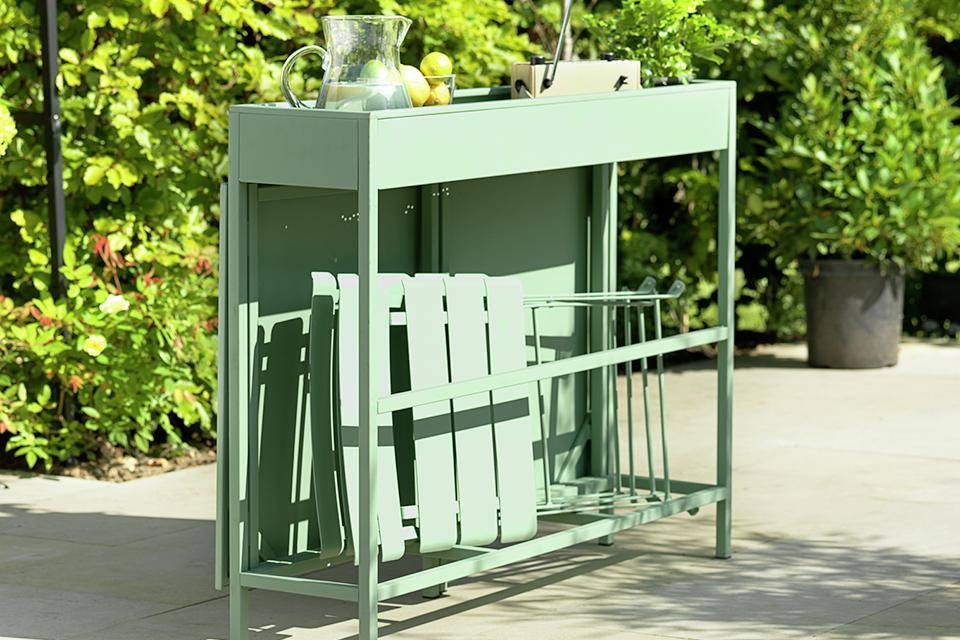 2 seater folding Bistro set in sage green.