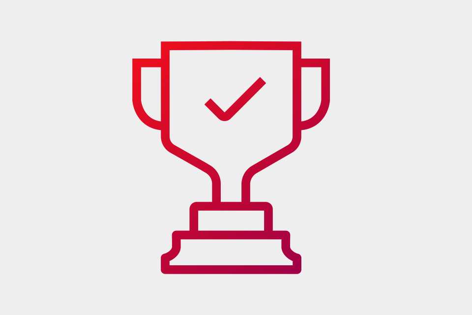 An icon of a trophy with a check mark.