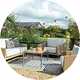Rattan effect garden furniture.