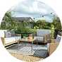 Rattan effect garden furniture.