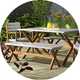 Wooden garden furniture.