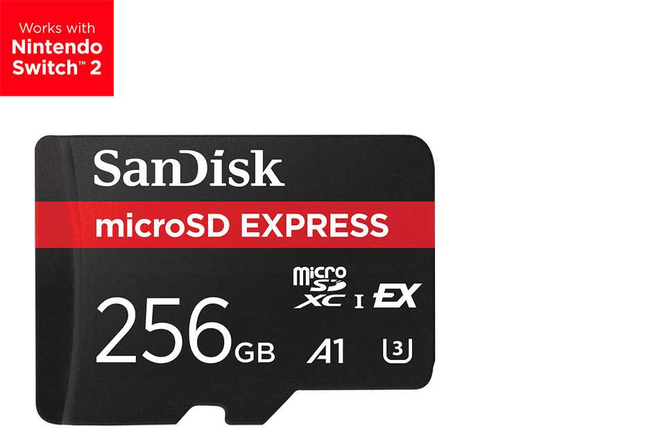 SANDISK Nintendo Switch 256GB microSD Express memory card.