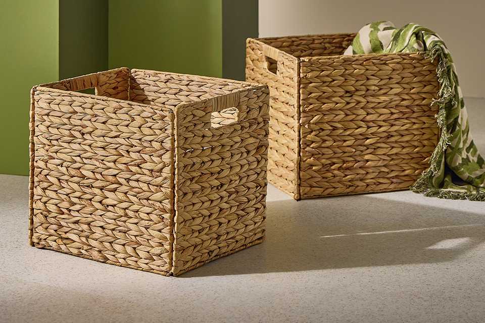 Natural Habitat Hyacinth set of 2 square storage boxes.