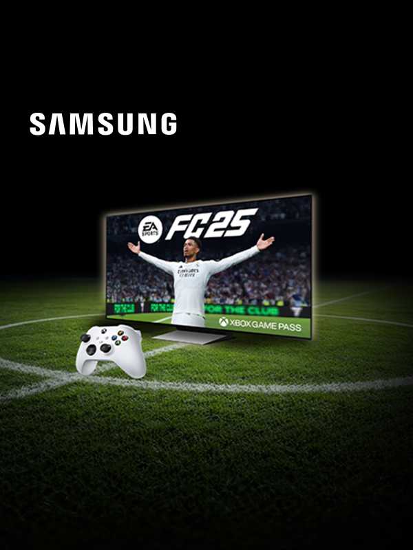 Free wireless Xbox controller and 1 month of Xbox game pass ultimate when you buy selected 2026 Samsung TVs with Xbox built-in. Offer ends 10.07.26.