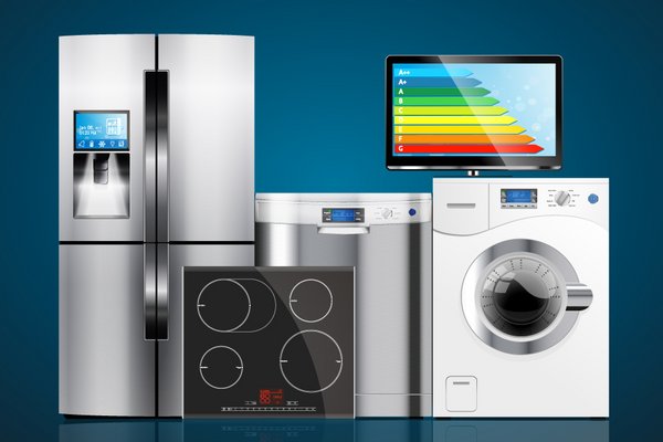 A collection of different energy-efficient large home appliances.