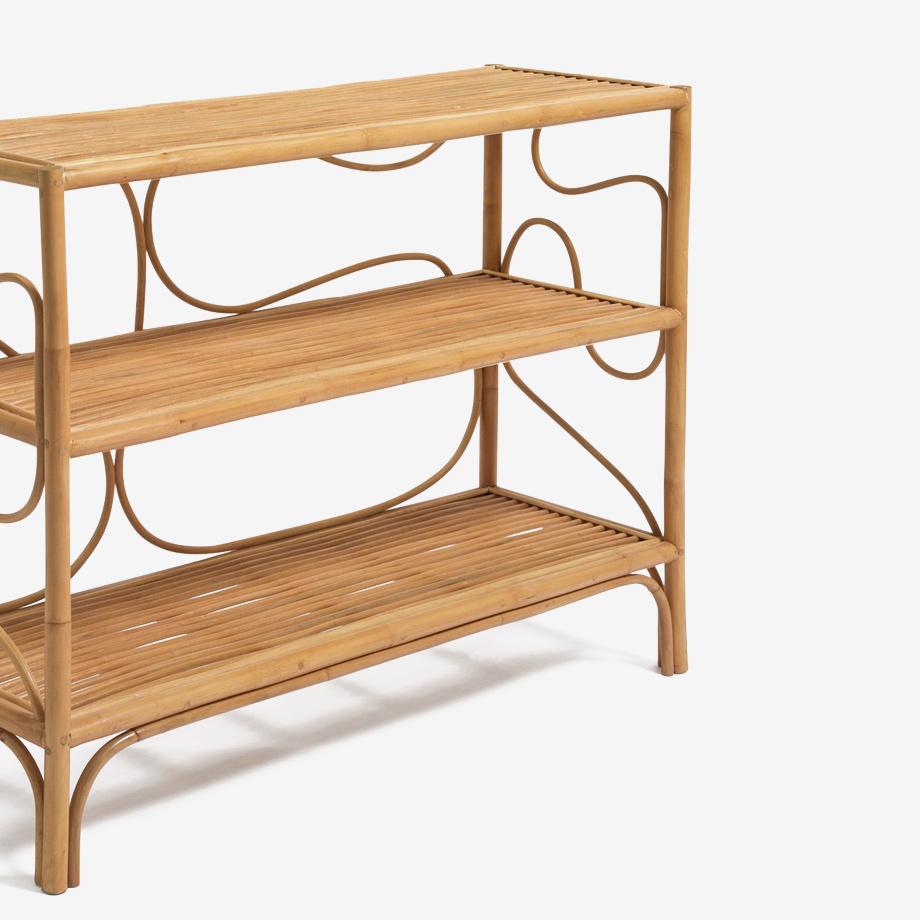 Rattan bookcase.