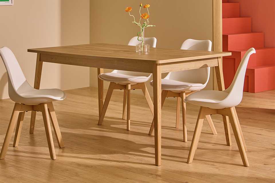 A Habitat Sylas Extending 6 Seater Dining Table in a dining room.