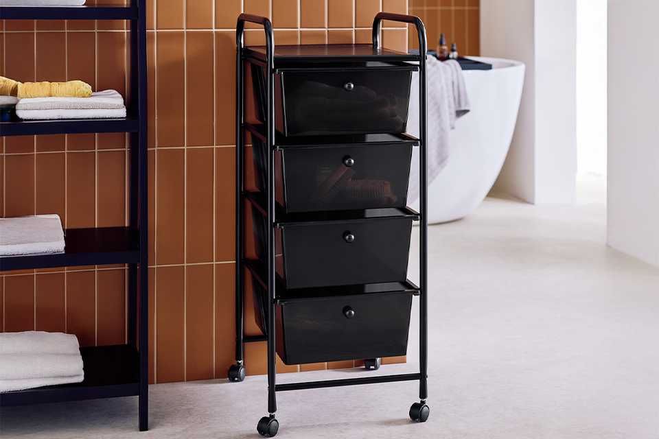 Argos Home 4 Drawer Wheeled Bathroom Storage Trolley-Black.