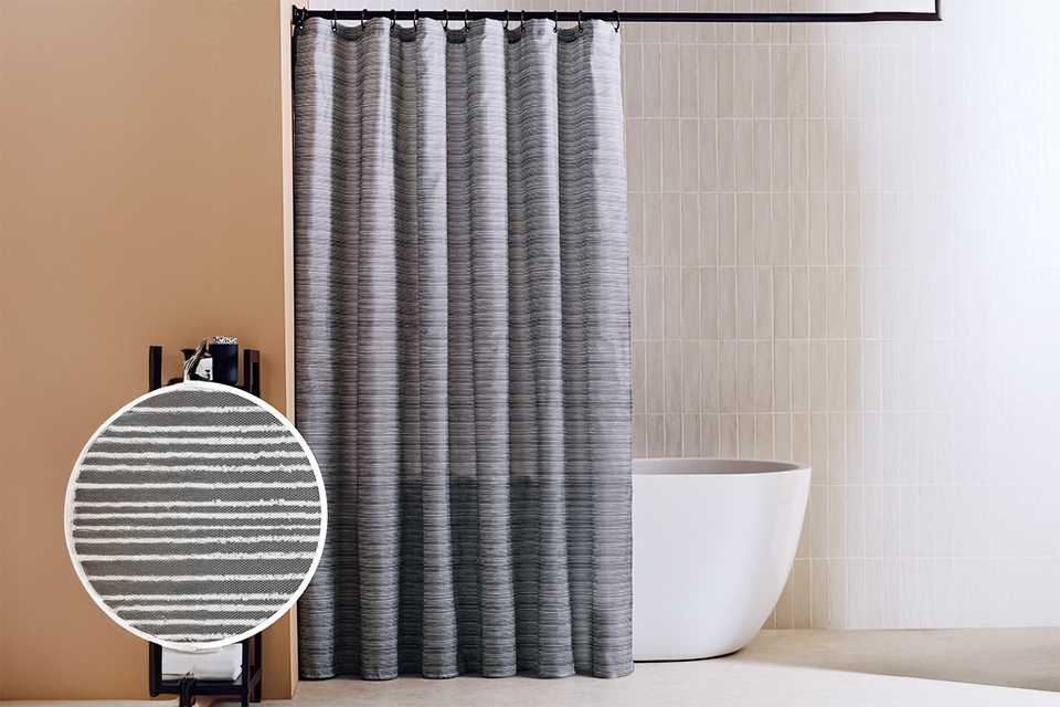Argos Home Stockholm Stripe Antibacterial Shower Curtain.