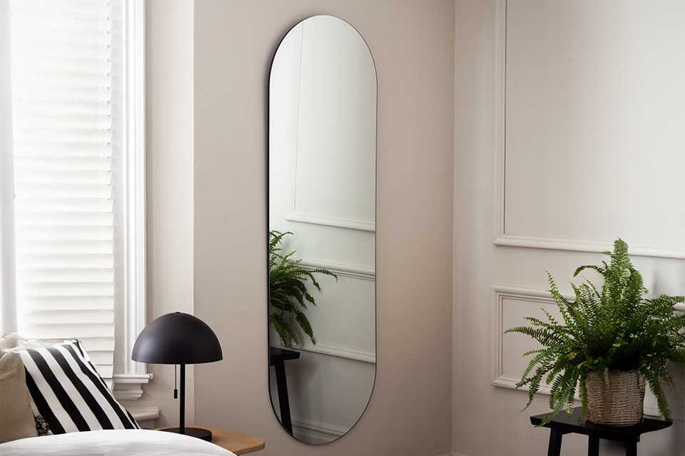 Habitat Black Frameless Oval Wall Mirror.