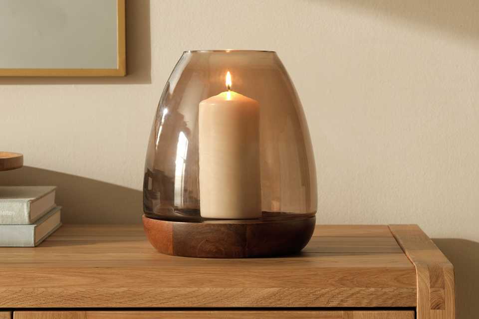 Habitat Hurricane Candle Holder in brown colour.