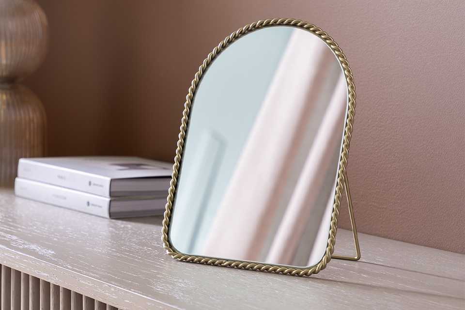 Habitat Gold Rope Twist Arch Dressing Table Mirror.