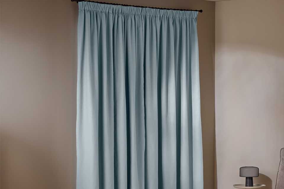 Habitat With Linen Blackout Curtains in blue colour.