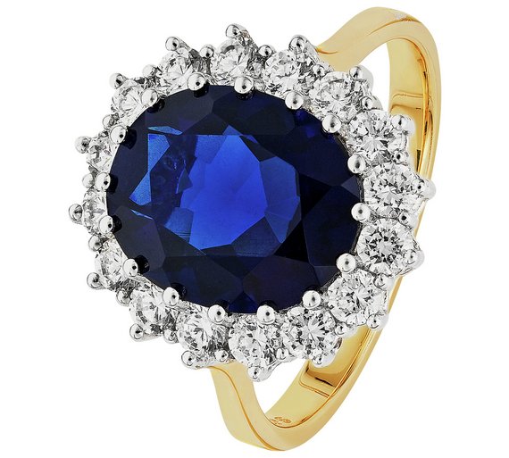Buy 9ct Gold Plated Silver Blue Sapphire CZ Cluster Ring at Argos.co.uk Your Online Shop for
