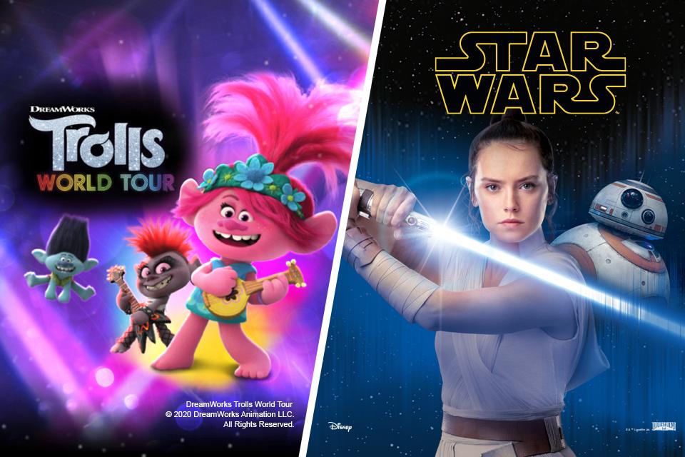 Trolls and Star wars posters.