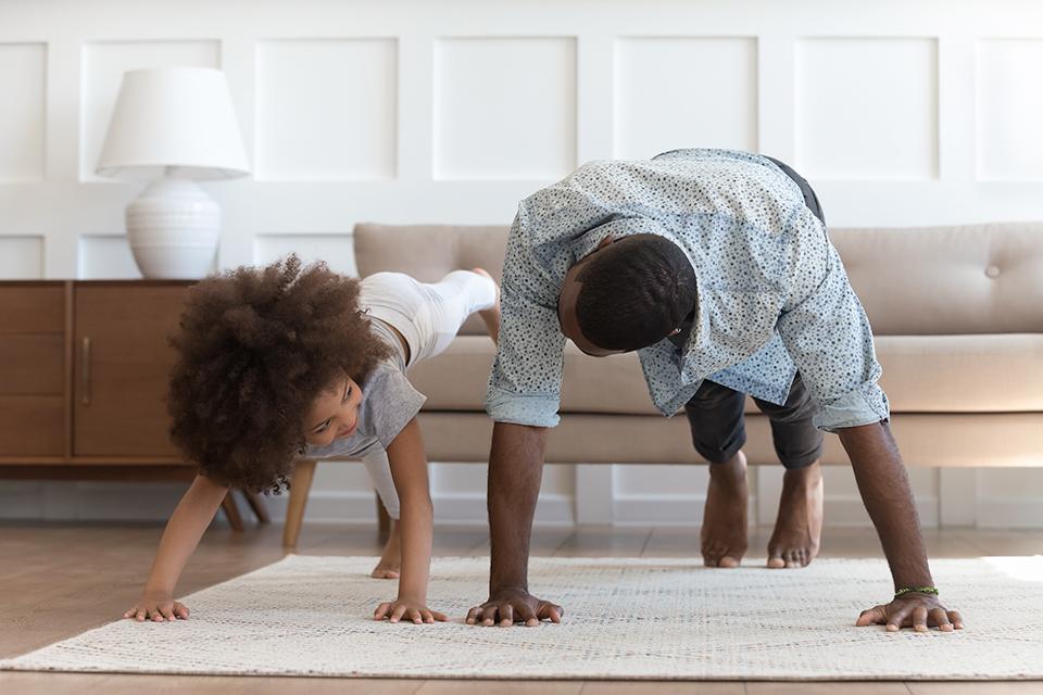 Two people doing some stretches.