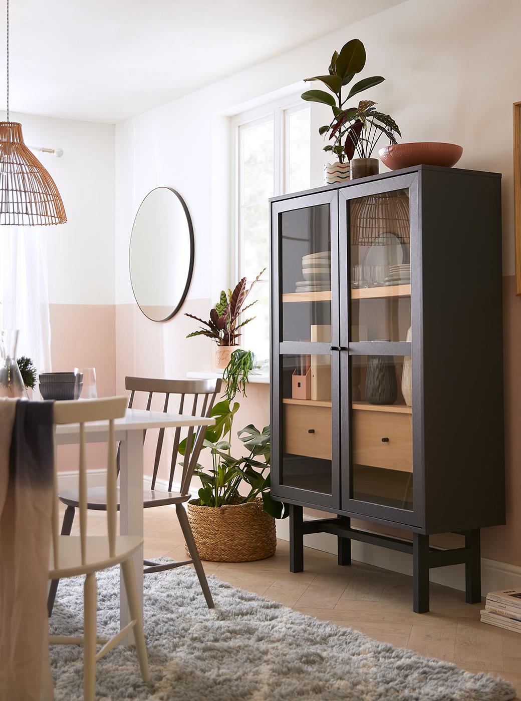 Habitat Jadon 2 Door Glass Di.splay Cabinet - Dark Grey