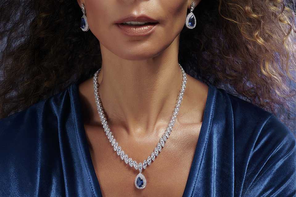 Jon Richard Cubic Zirconia Crystals Blue Halo Drop Earring.