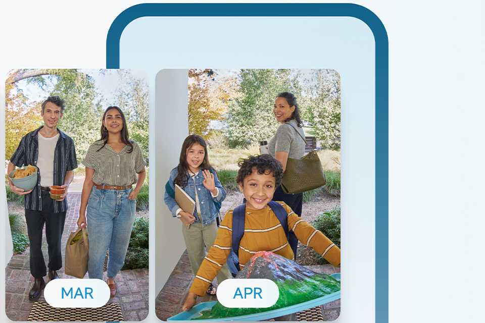 Phone screen showing recordings of visitors at the doorstep on the Ring app.