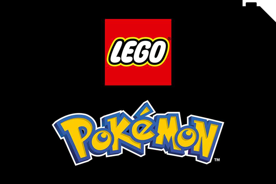 LEGO® and Pokémon logos on a black background.