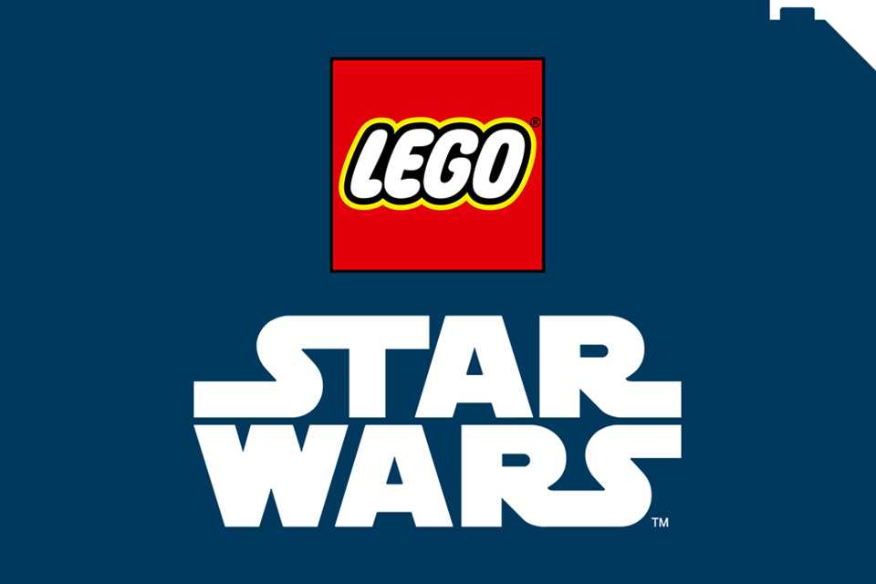 LEGO® and Star Wars logos on a navy blue background.