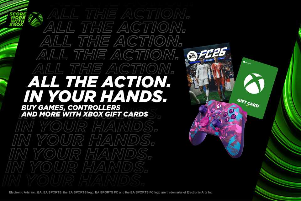 All the action, in your hands. Buy games, controllers and more with Xbox gift cards.