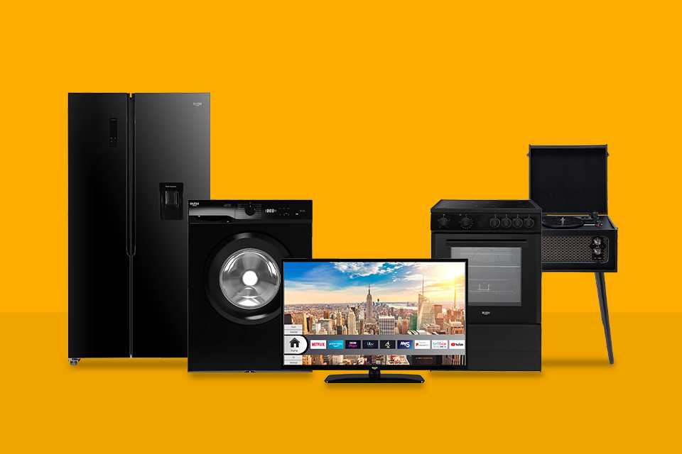 A collection of Bush technology devices and appliances.