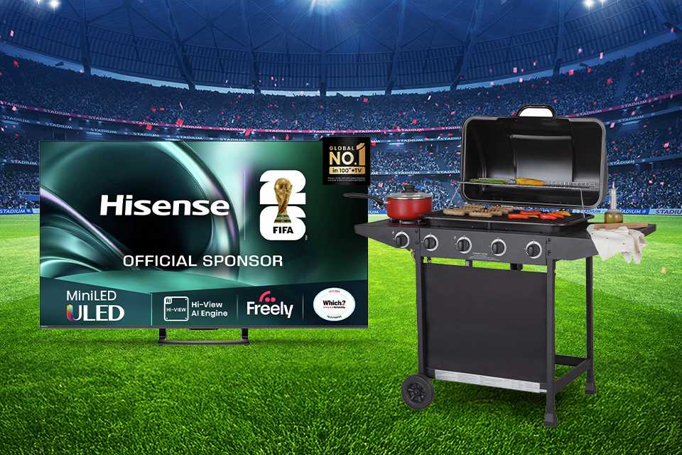 Enjoy a half price BBQ when you buy selected Hisense TVs.