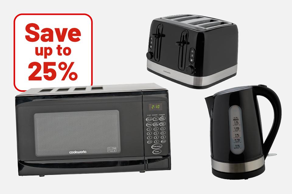 Save up to 25% selected cookworks appliances. Includes kettle, toasters and more.