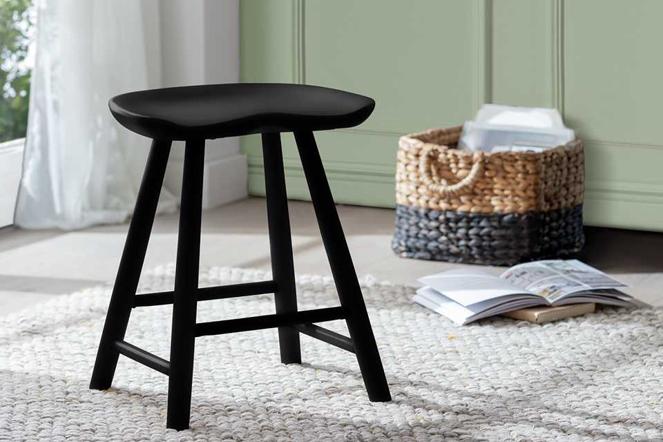 Habitat Barnwell Oak Short Stool - Black.