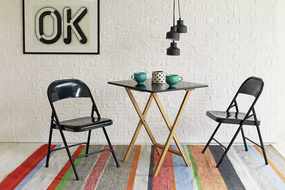 Habitat Drew Folding Bamboo 2 Seater Table - Black.